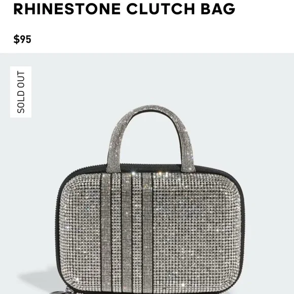 NWT Adidas Sparkling Rhinestone Clutch - Silver and Black - Picture 2 of 7